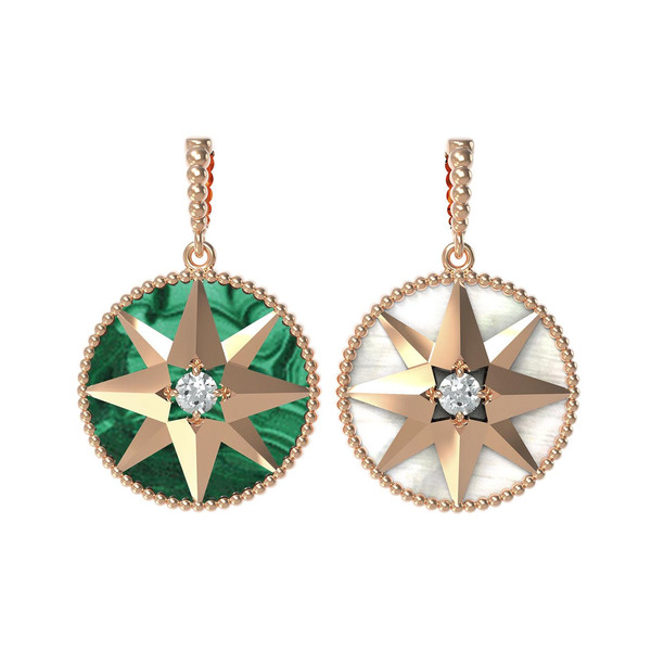 Подвеска из золота c фианитом, малахитом и перламутром