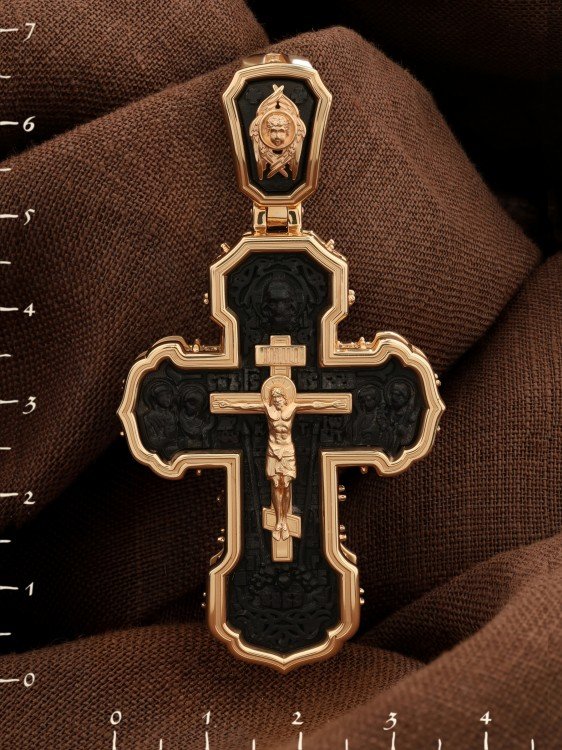 Крест из золота c эбеновым деревом