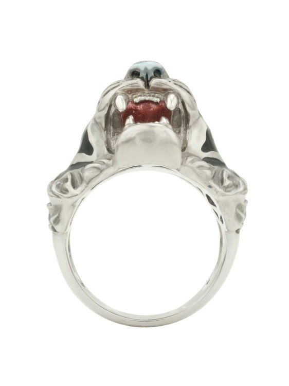 Кольцо из белого золота c эмаль