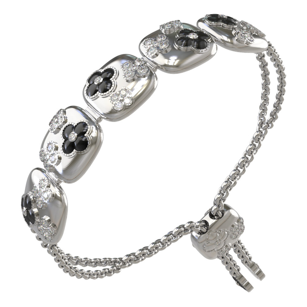 Браслет из белого золота c бриллиантами и ониксом