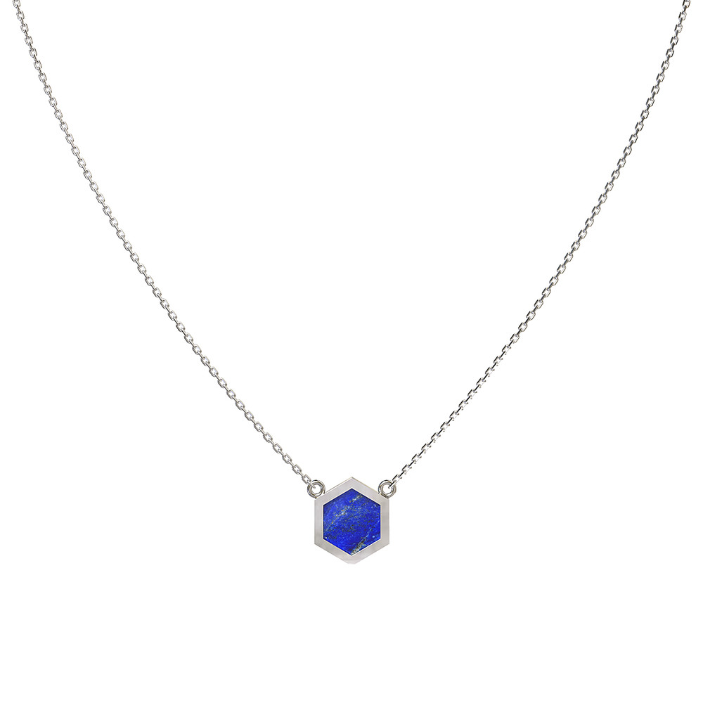 Колье из белого золота c лазуритом
