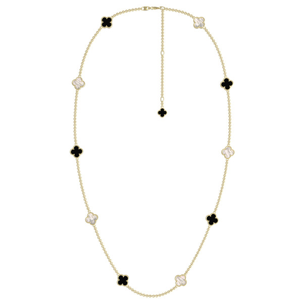 Колье из лимонного золота c ониксом и перламутром