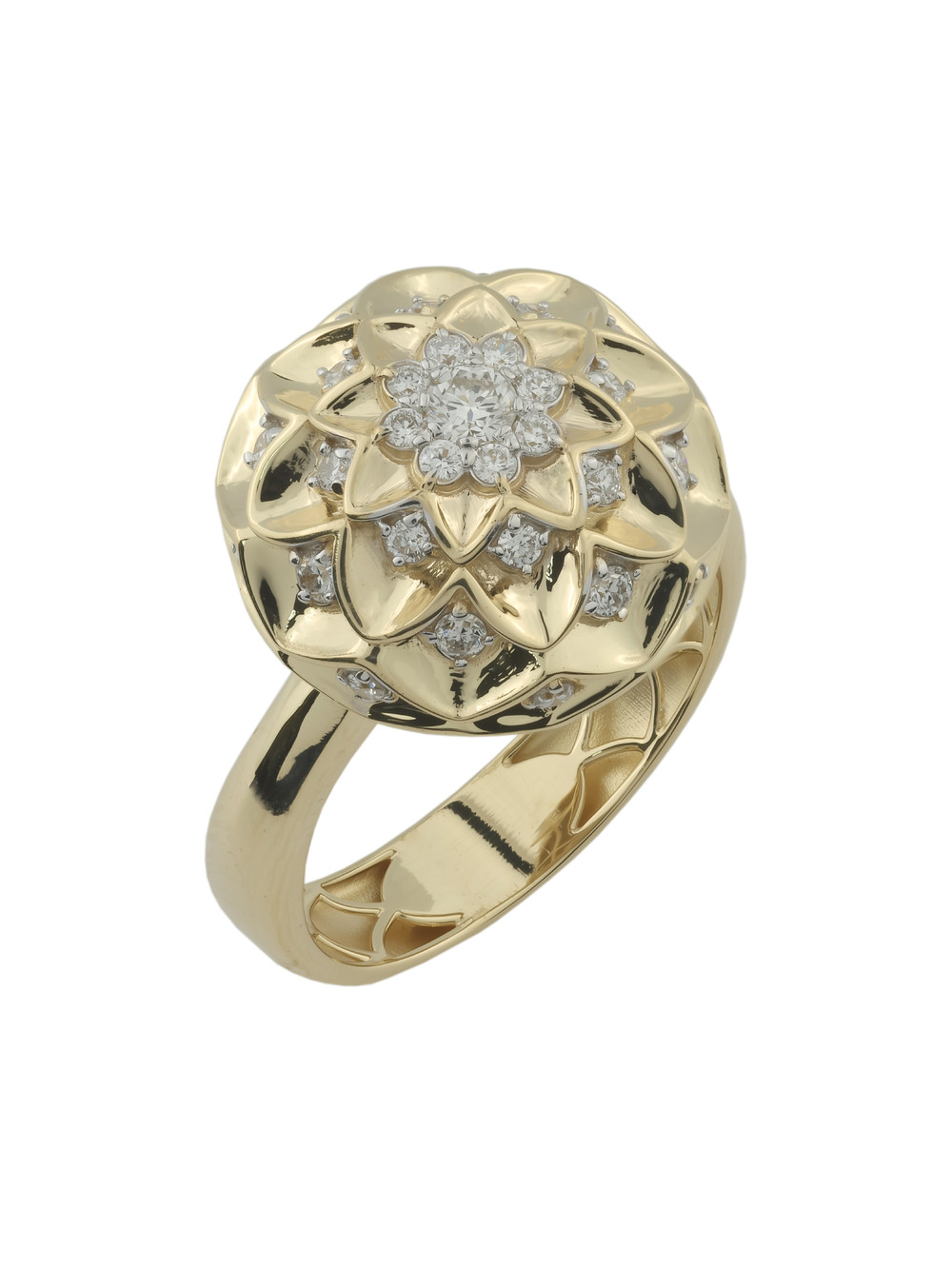 Кольцо из лимонного золота c бриллиантами