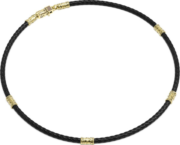 Шнурок кожаный из лимонного золота c кожаным шнурком