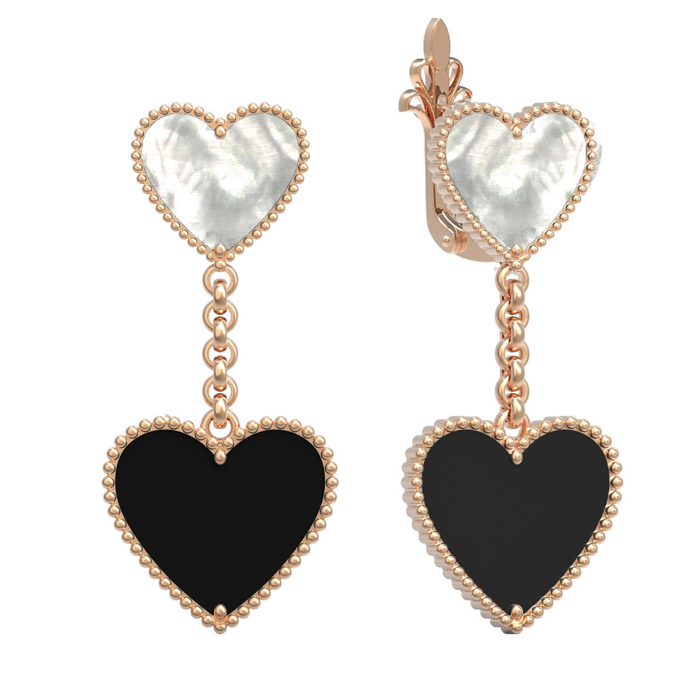 Серьги из золота c ониксом и перламутром