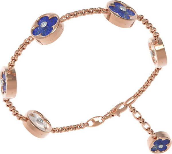 Браслет из золота c бриллиантами, лазуритом и перламутром