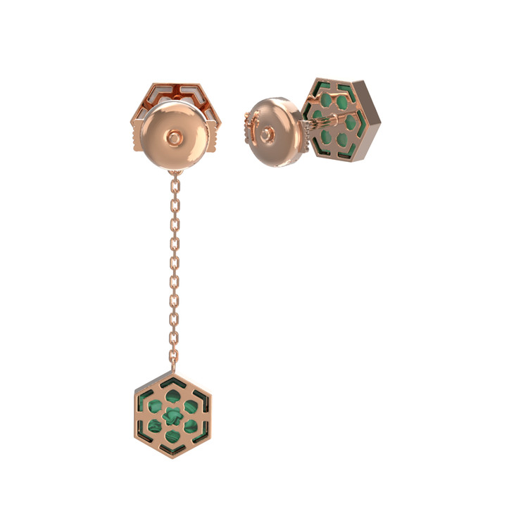 Серьги из золота c малахитом и перламутром