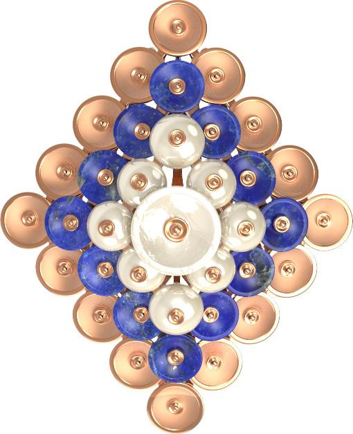 Подвеска из золота c лазуритом и перламутром