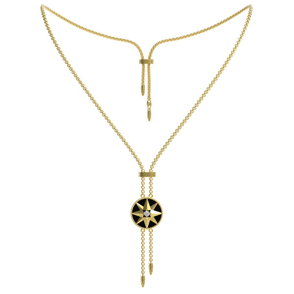 Колье из лимонного золота c фианитом, ониксом и перламутром