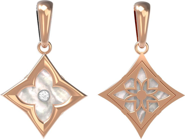 Подвеска из золота c бриллиантами и перламутром