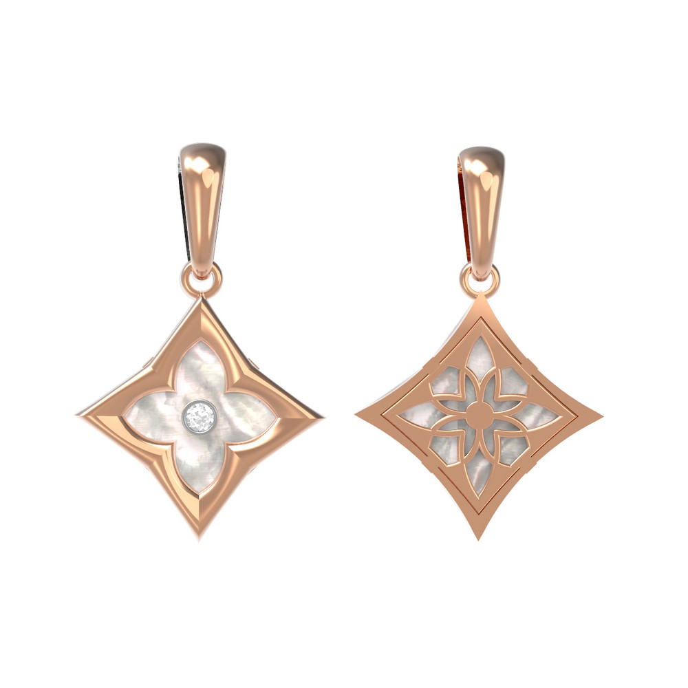 Подвеска из золота c бриллиантами и перламутром