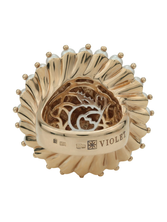 Кольцо из золота c эмаль и жемчугом