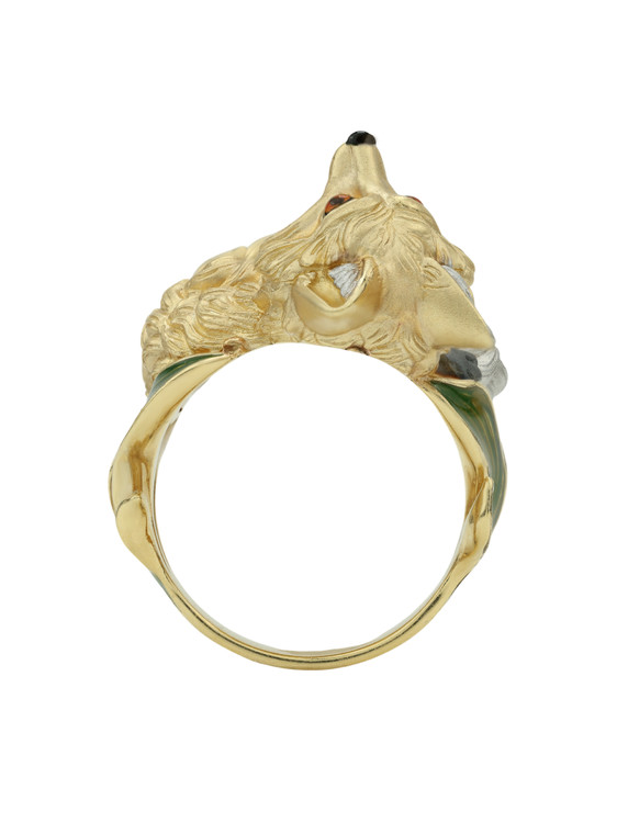 Кольцо из лимонного золота c эмаль