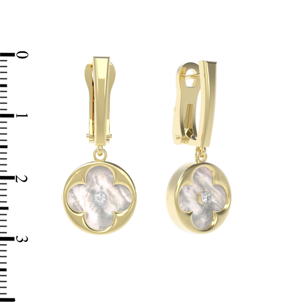 Серьги из лимонного золота c бриллиантами и перламутром