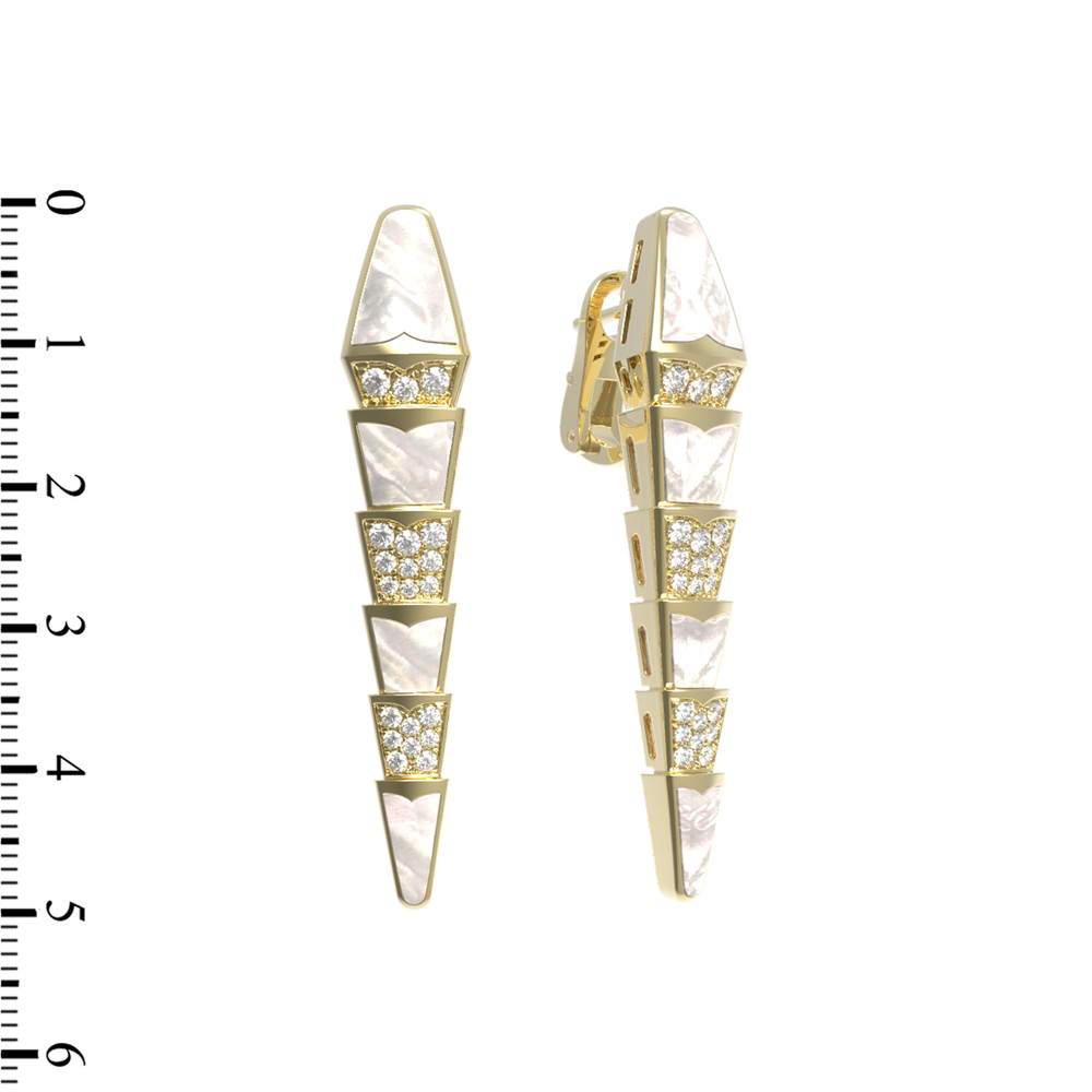 Серьги из лимонного золота c бриллиантами и перламутром