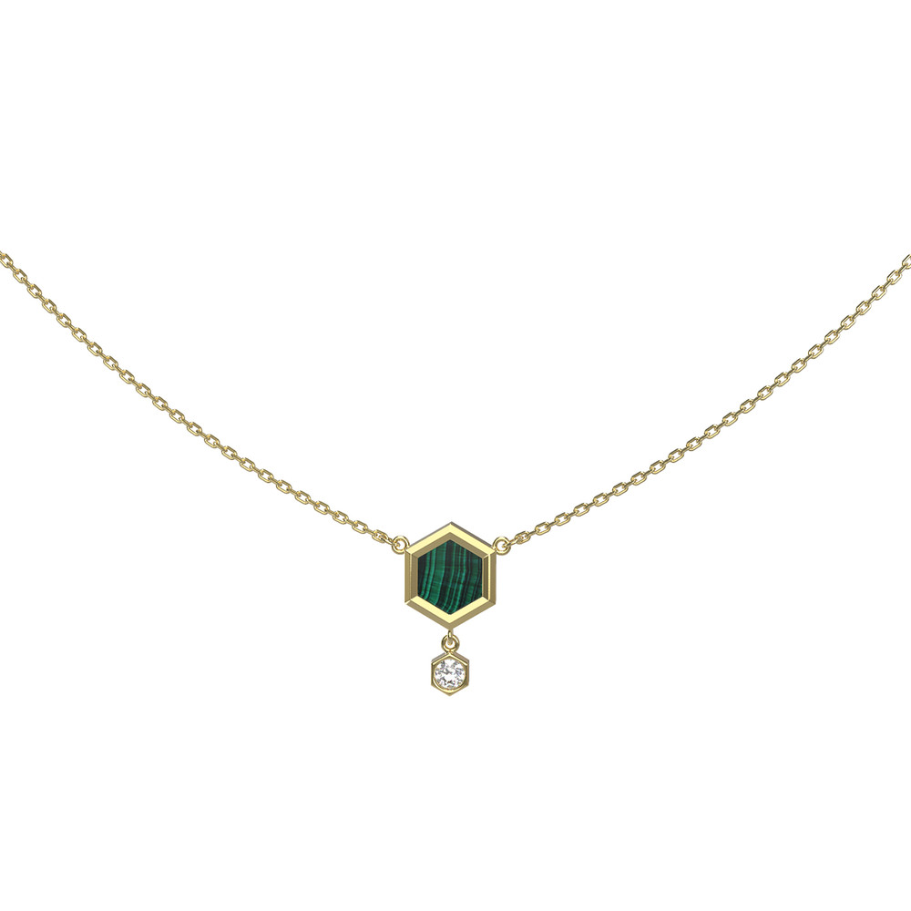 Колье из лимонного золота c бриллиантами и малахитом