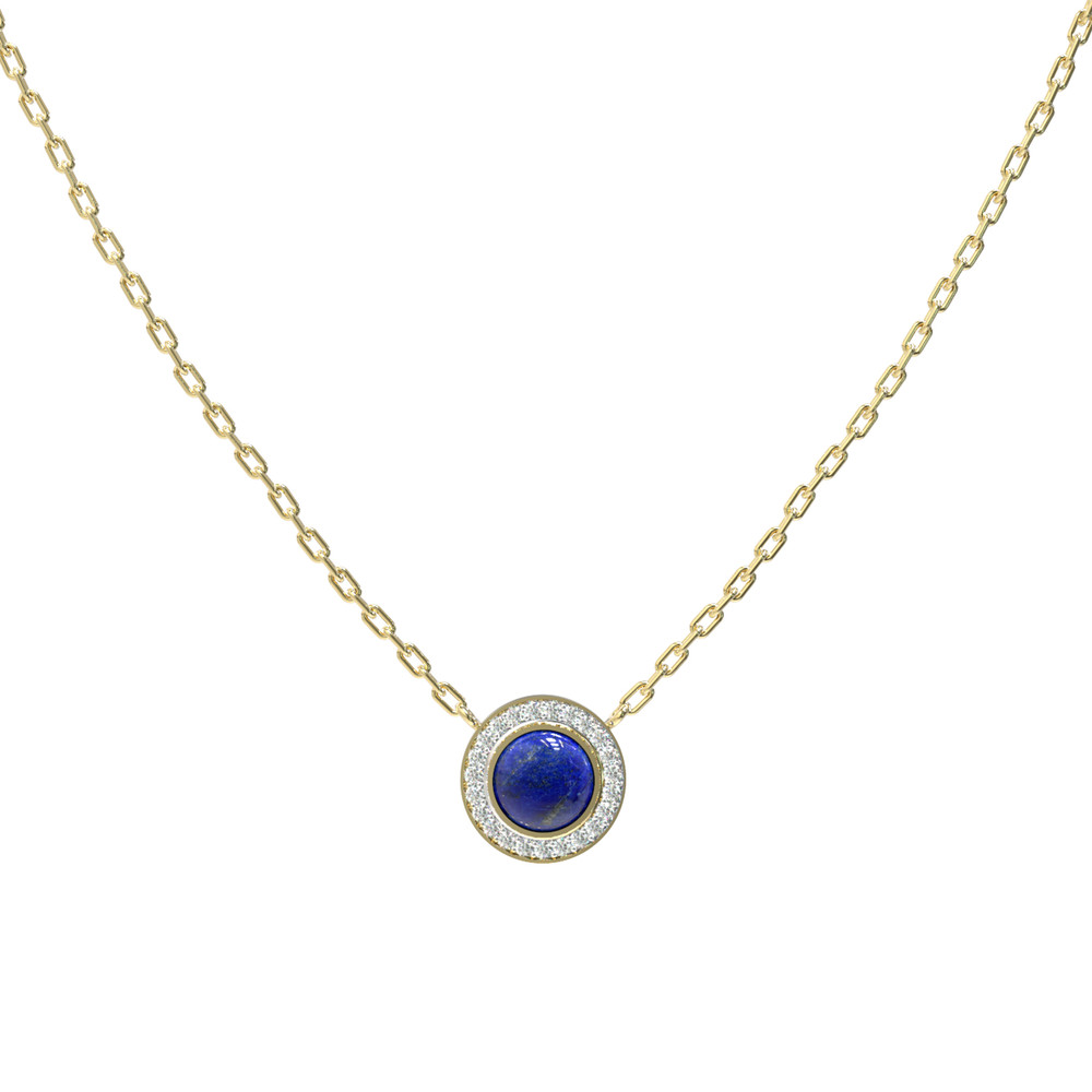 Колье из лимонного золота c бриллиантами и лазуритом