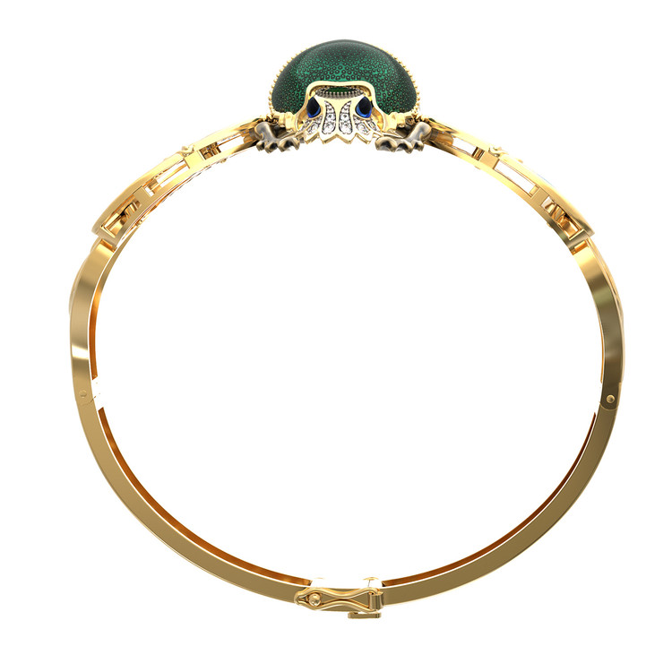 Браслет из лимонного золота c эмаль , фианитом, турмалином и эмалью