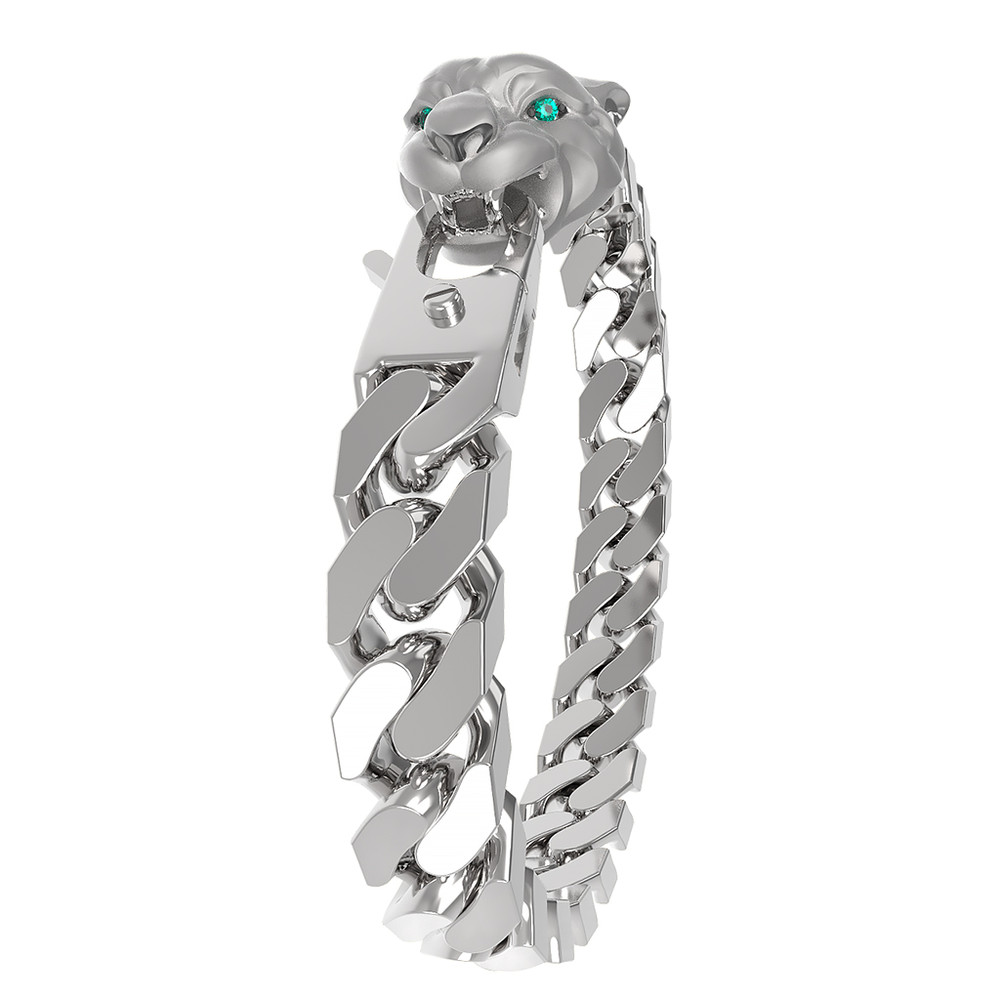 Браслет из белого золота c бриллиантами и изумрудом