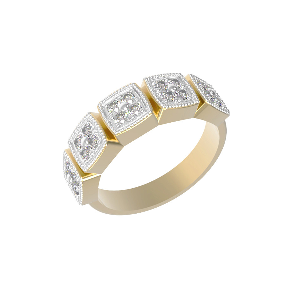 Кольцо из лимонного золота c бриллиантами