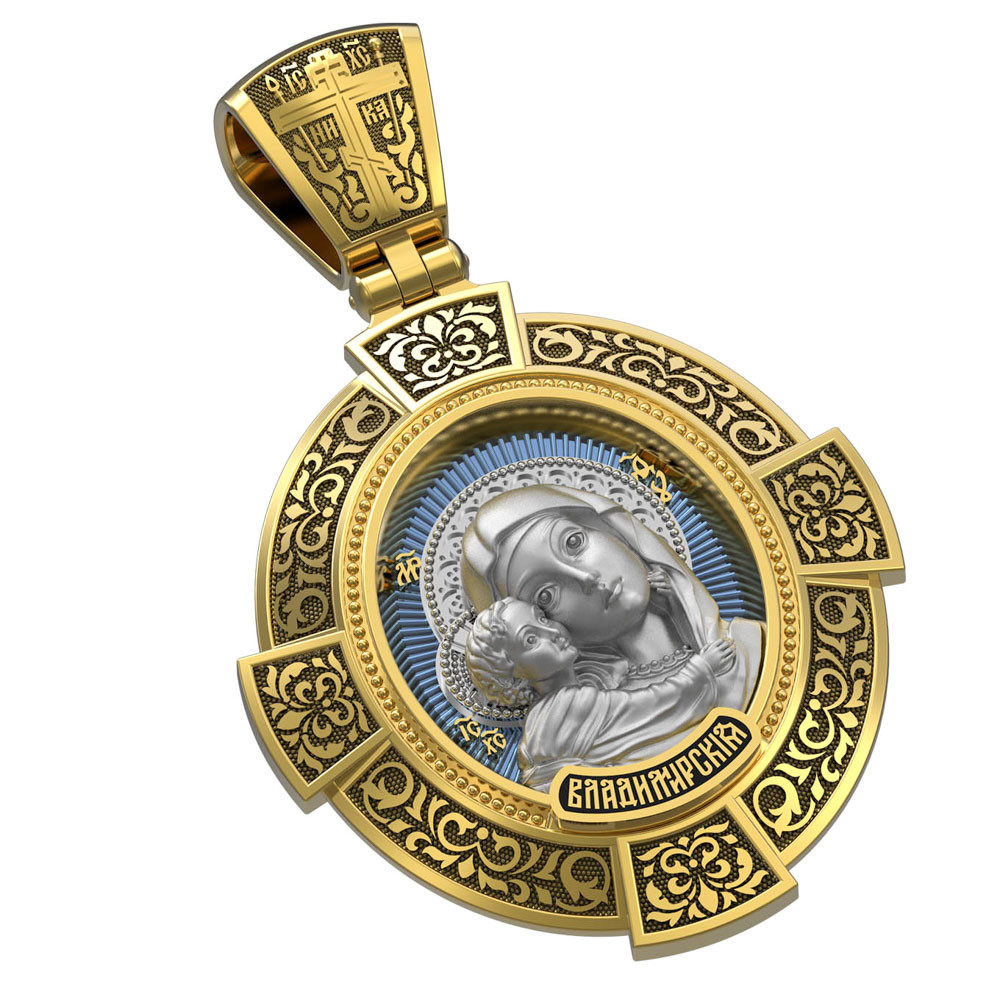 Образок из лимонного золота c эмаль