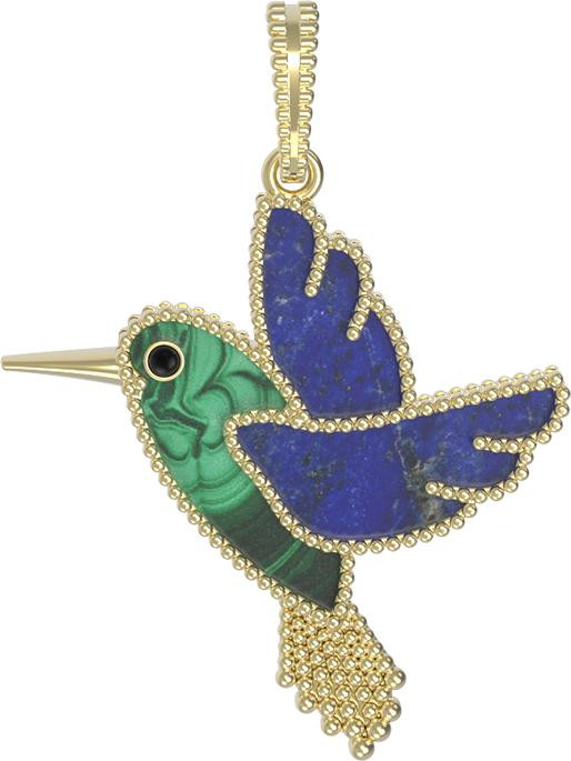 Подвеска из лимонного золота c эмаль , лазуритом и малахитом