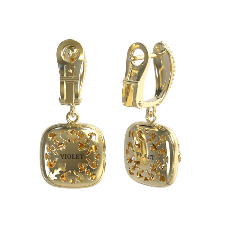 Серьги из лимонного золота c бриллиантами и перламутром