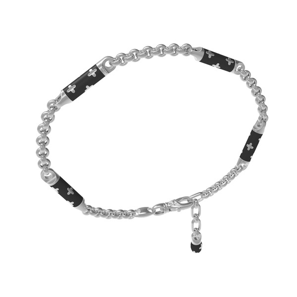 Браслет из белого золота c эмаль