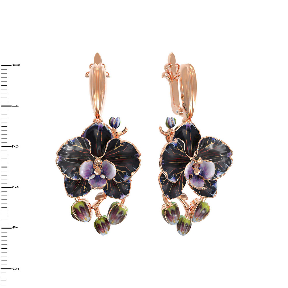 Серьги из золота c эмаль