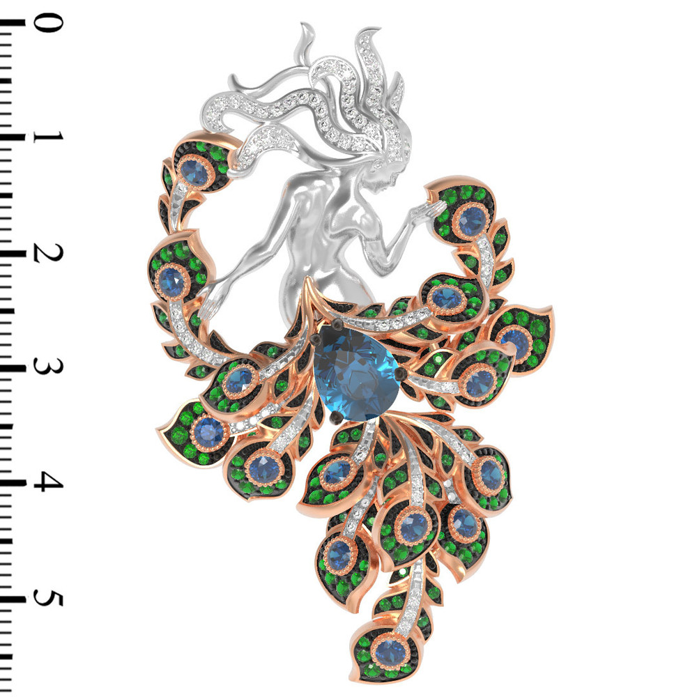 Брошь из золота c фианитом и топазом London