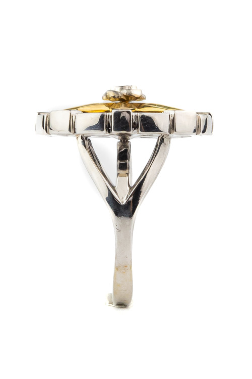 Кольцо из белого золота c эмалью и ониксом