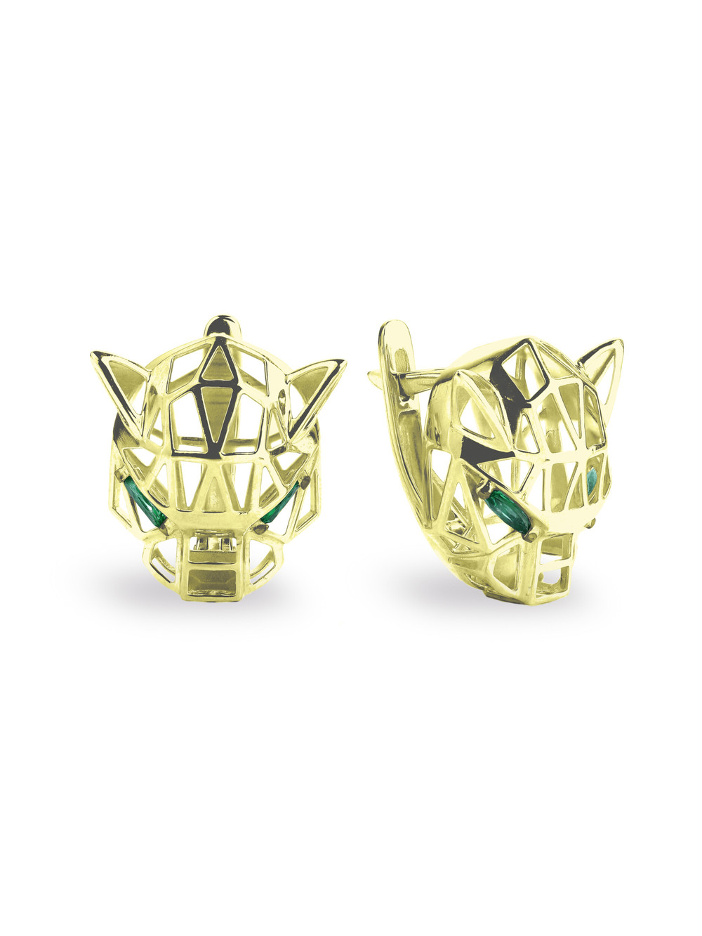 Серьги из лимонного золота c изумрудом