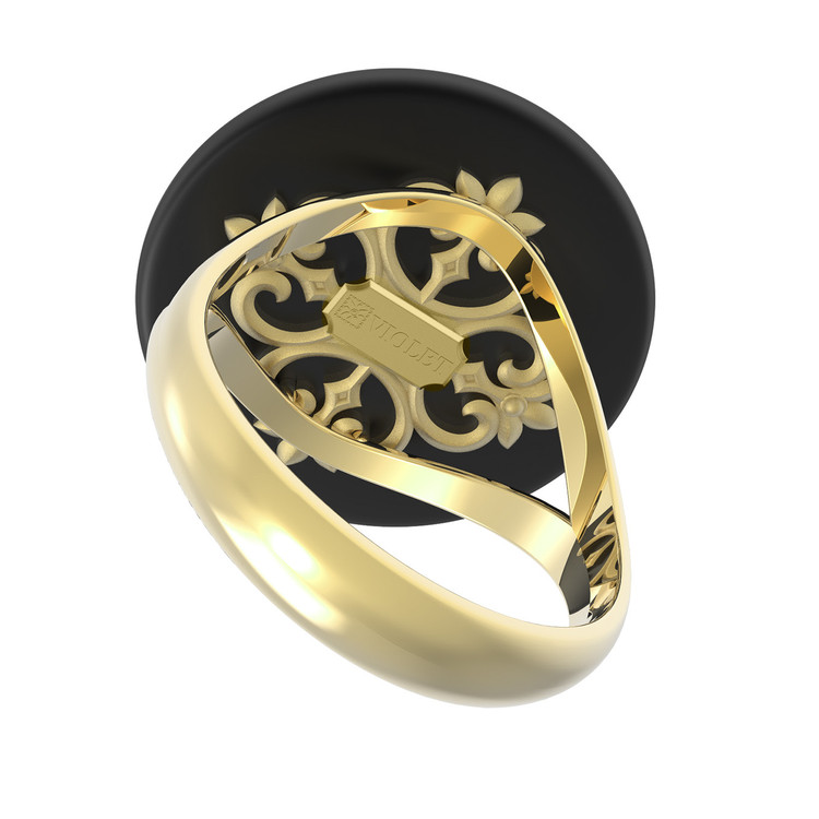 Кольцо из лимонного золота c ониксом