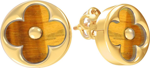 Серьги из лимонного золота c тигровым глазом