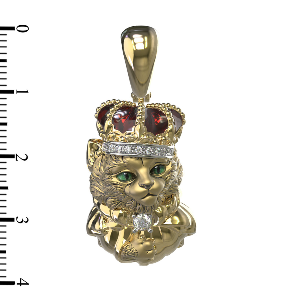 Подвеска из лимонного золота c эмаль , бриллиантами и рубином