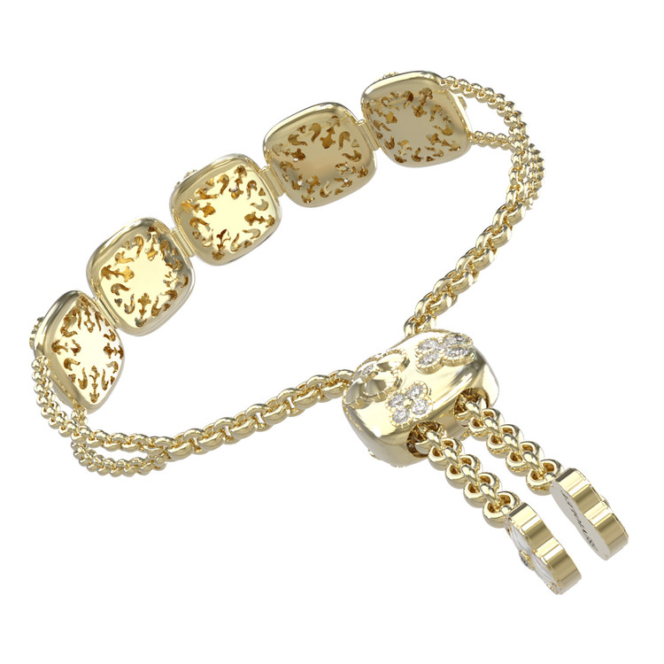 Браслет из лимонного золота c бриллиантами и перламутром