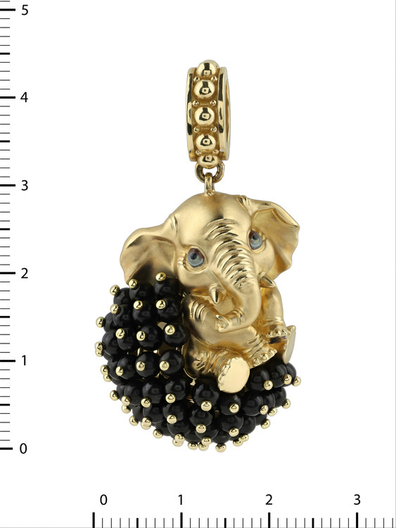 Подвеска из лимонного золота c эмаль и ониксом