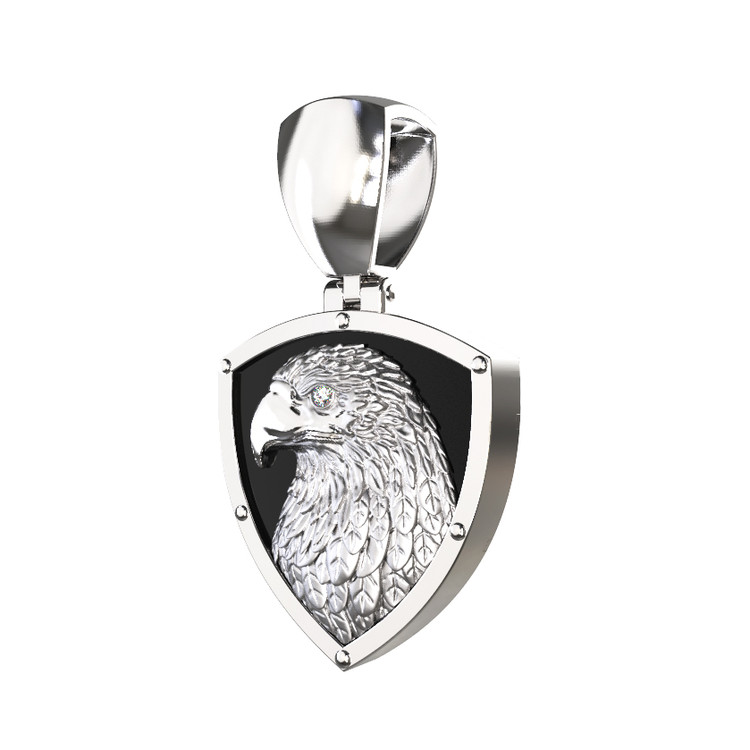 Подвеска из белого золота c бриллиантами и ониксом