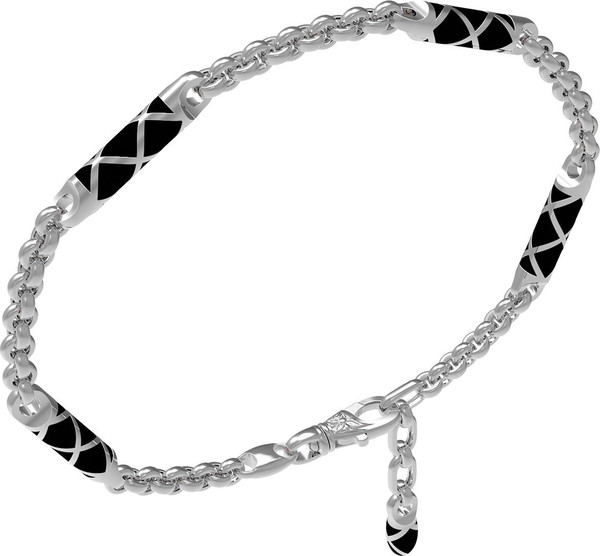 Браслет из белого золота c эмаль