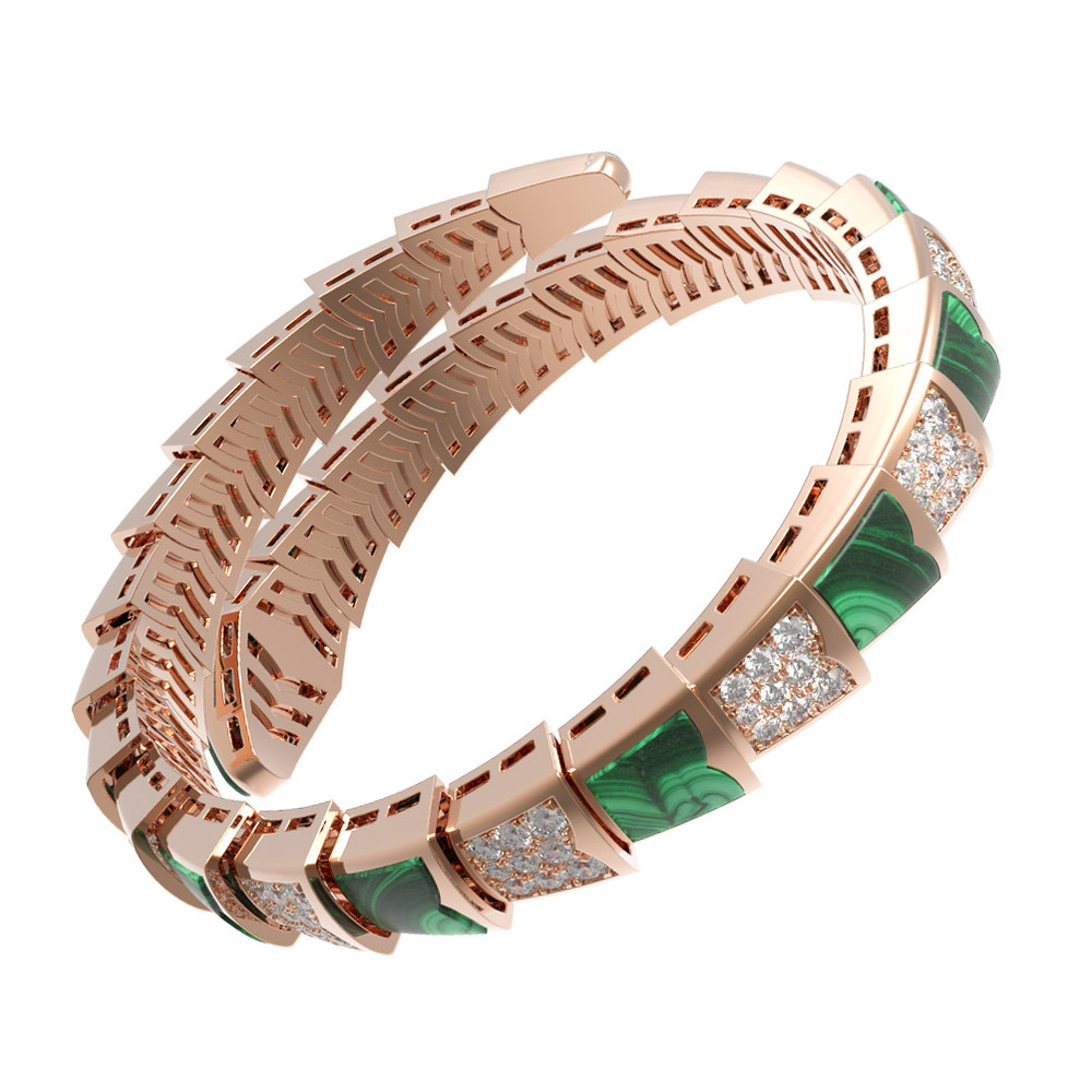 Браслет из золота c бриллиантами и малахитом