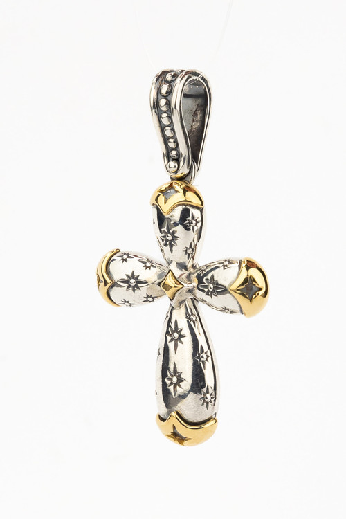 Крест из серебра и золота c фианитом