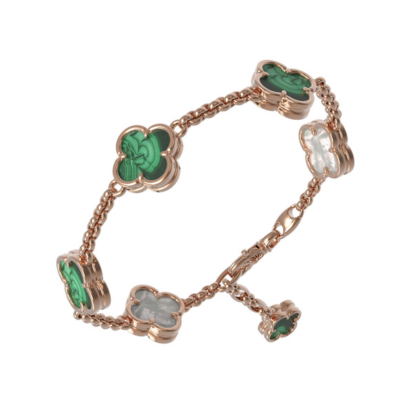 Браслет из золота c малахитом и перламутром