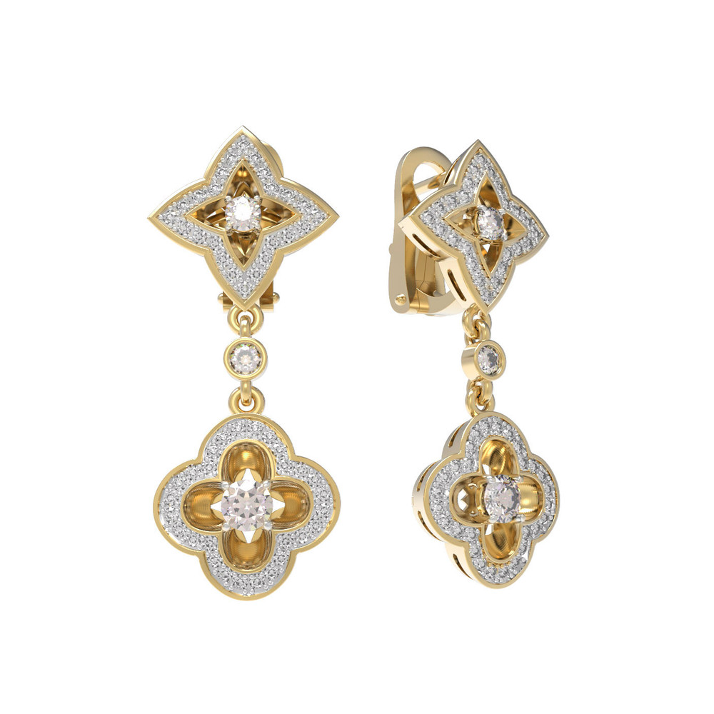 Серьги из лимонного золота c бриллиантами