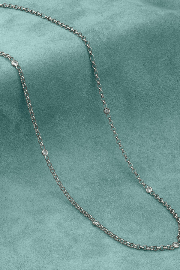 Цепь из белого золота c фианитом