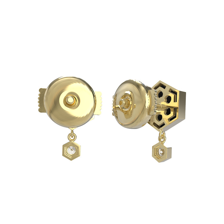 Серьги из лимонного золота c бриллиантами и ониксом