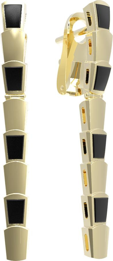 Серьги из лимонного золота c ониксом