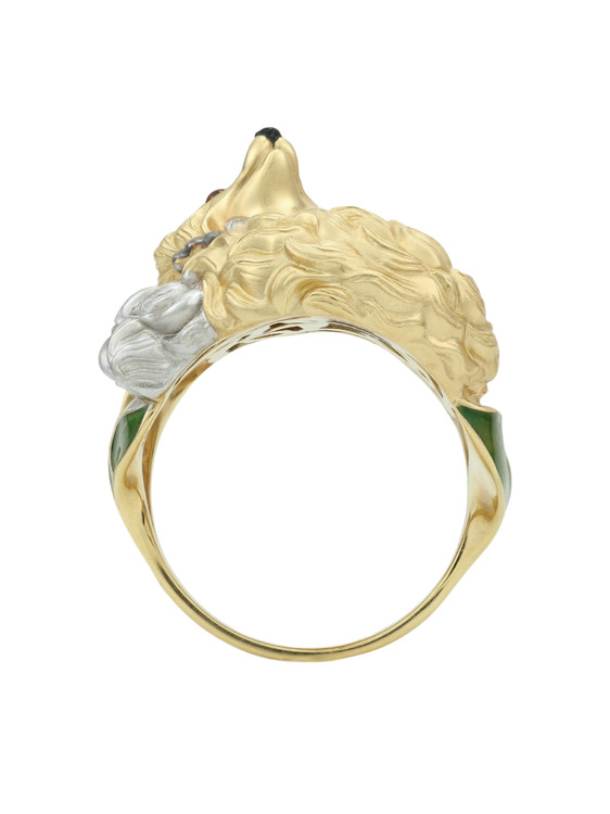 Кольцо из лимонного золота c эмаль