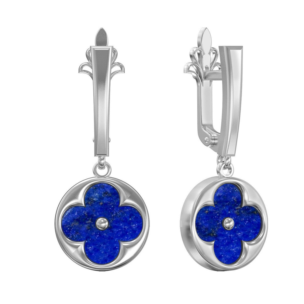 Серьги из белого золота c лазуритом