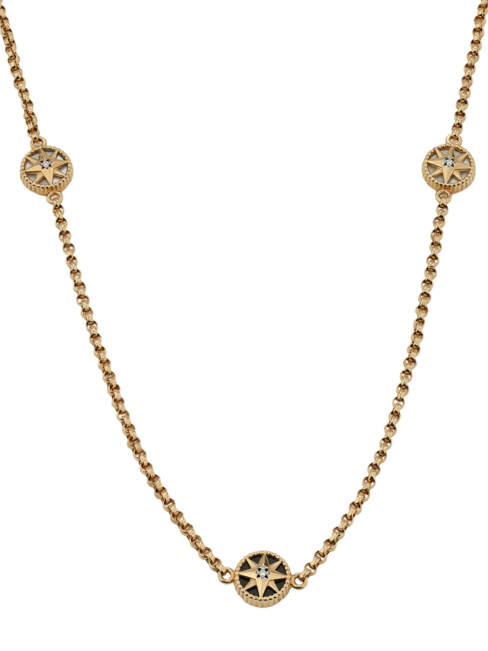 Колье из золота c бриллиантами, ониксом и перламутром