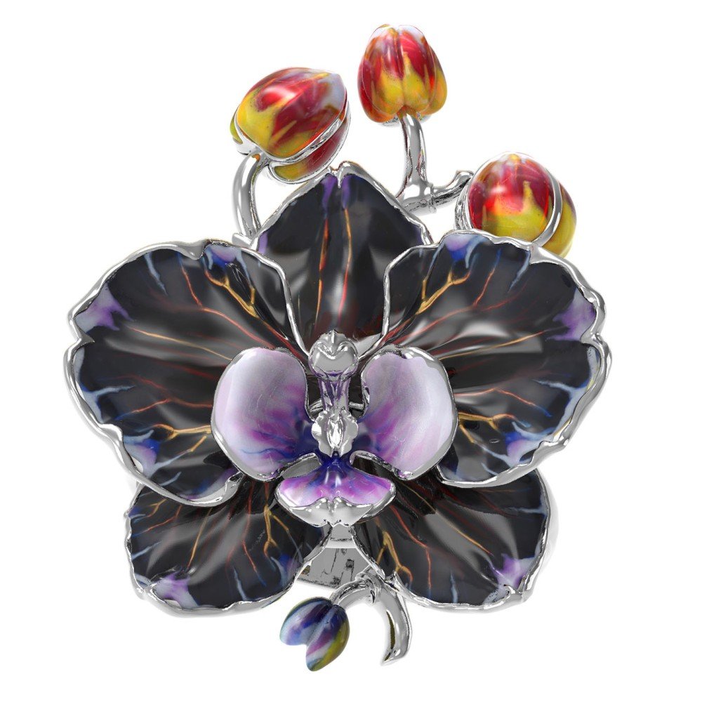 Кольцо из белого золота c эмаль